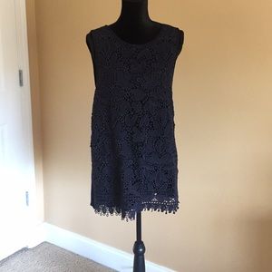 💥CLEARANCE Blue Cotton Tunic Top w/ Lace Overlay